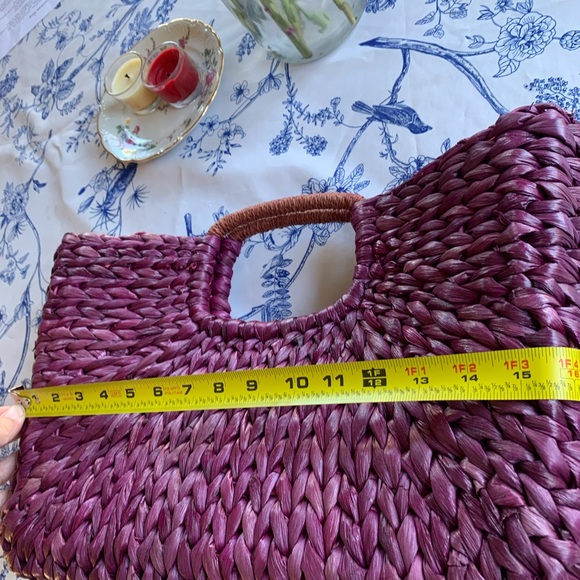 Woven Straw Tote Bag in Deep Plum - Women Bags - Picture 3 of 6